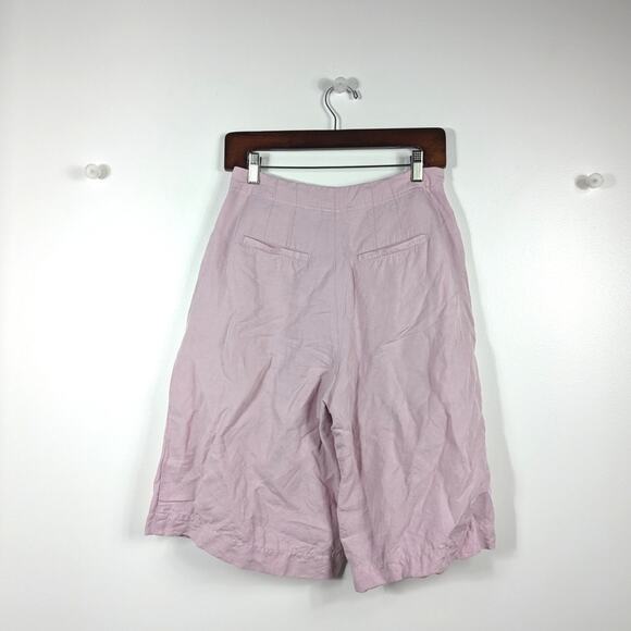 Gap Shorts Women's Size 4 Quartz Pink Self-Tie Paper High Waisted Bermuda Linen - Picture 3 of 8